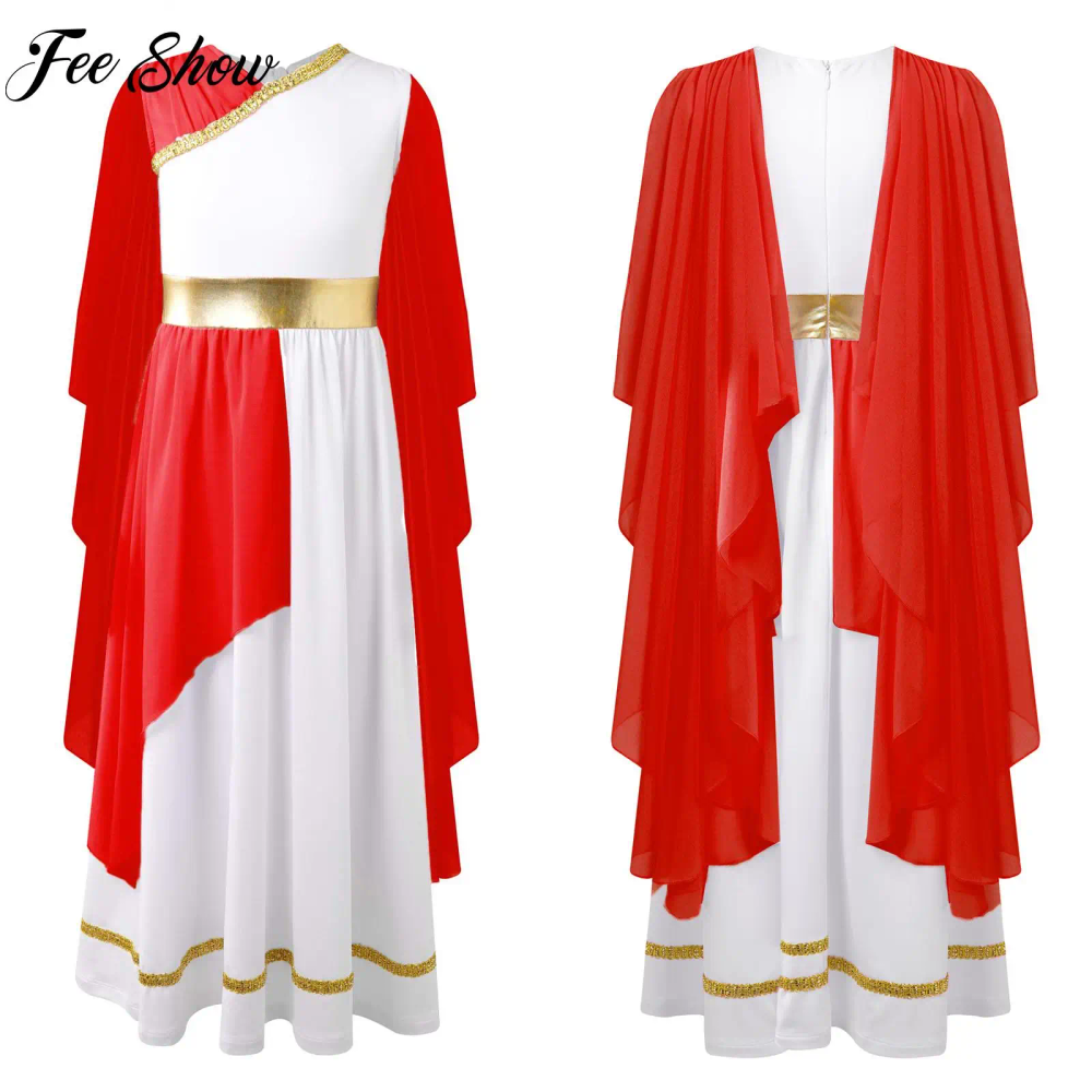 Children Ancient Greek Toga Dress Costumes Girls Grecian Sleeveless Gown Long Dress for Halloween Dress Up Cosplay Theme Party Children Ancient Greek Toga Dress Costumes Girls Grecian Sleeveless Gown Long Dress for Halloween Dress Up Cosplay Theme Party