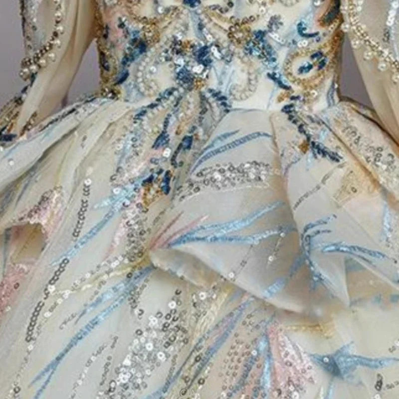 Girls Summer Party Dress Puffy PrincessFlower Pageant Host Formal Gown Girl Outfit Piano Recital Performance Birthday Wedding Girls Summer Party Dress Puffy PrincessFlower Pageant Host Formal Gown Girl Outfit Piano Recital Performance Birthday Wedding