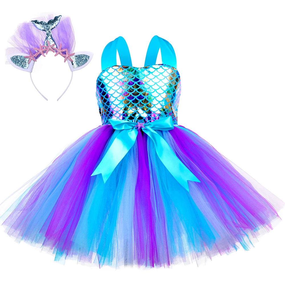 Little Mermaid Princess Dresses for Girls Kids Tutu Dress for Mermaid Birthday Party Costumes Halloween Clothes Set for Children Little Mermaid Princess Dresses for Girls Kids Tutu Dress for Mermaid Birthday Party Costumes Halloween Clothes Set for Children