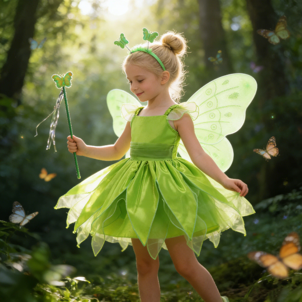 Childern Flower Fairy Dress Up Girls Princess Dress With Wings Halloween Elves Costume Carnival Party Tinkerbell Bell Dress Childern Flower Fairy Dress Up Girls Princess Dress With Wings Halloween Elves Costume Carnival Party Tinkerbell Bell Dress