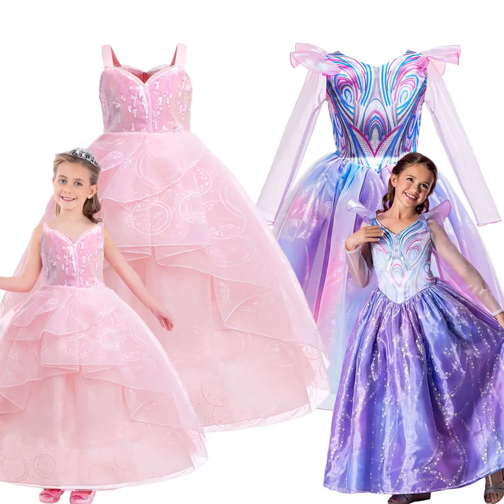 Wicked Cute Pink Dress for Girls 2-12 Yrs Halloween Wizard Glinda Costume for Good Movie Role Playing Outfit Carnival Apparel Wicked Cute Pink Dress for Girls 2-12 Yrs Halloween Wizard Glinda Costume for Good Movie Role Playing Outfit Carnival Apparel