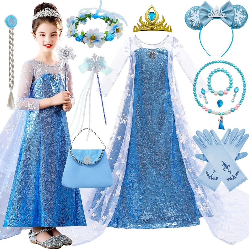 Elsa Dress for Girls Costume Snow Queen Kids Princess Dress Cosplay Birthday Party Children Clothing Carnival Easter Outfits Elsa Dress for Girls Costume Snow Queen Kids Princess Dress Cosplay Birthday Party Children Clothing Carnival Easter Outfits