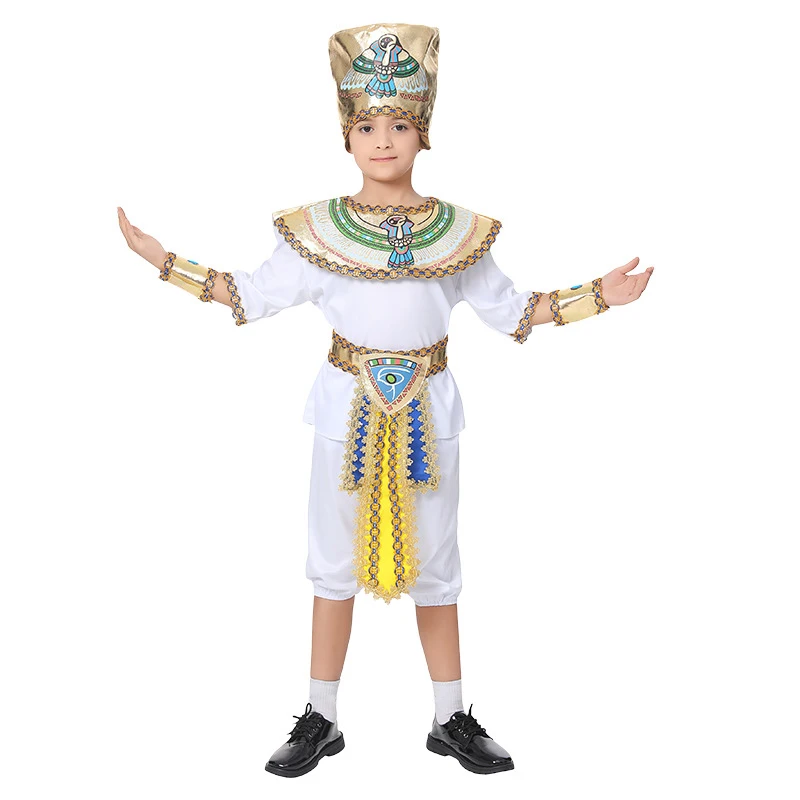 6-12Y Child Kids Egypt Pharaoh Prince Costume for Boys White Top Shorts Set Umorden 6-12Y Child Kids Egypt Pharaoh Prince Costume for Boys White Top Shorts Set Umorden