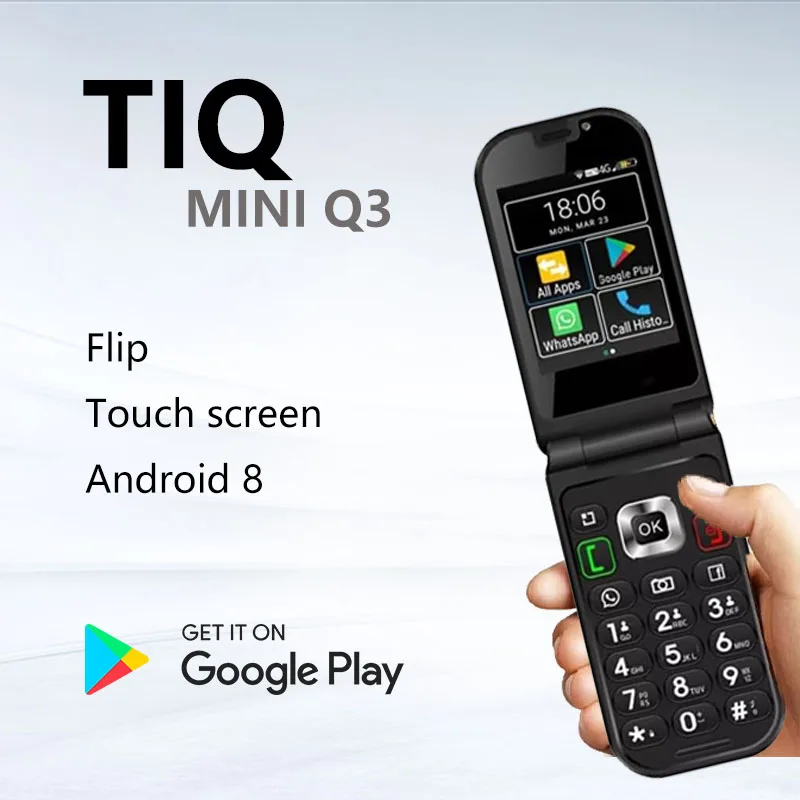 TIQ-Mini Q3 Flip Phone Button Dual Screen, Supports 4G Google, Multi-Language Android System Smartphone TIQ-Mini Q3 Flip Phone Button Dual Screen, Supports 4G Google, Multi-Language Android System Smartphone
