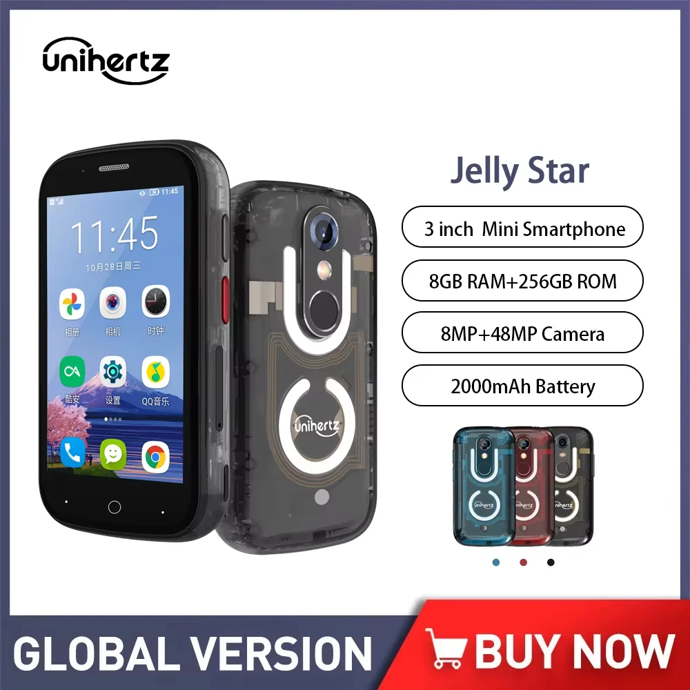 Unihertz Jelly Star Smallest Smartphone Android 13 8GB 256GB Led Light Unlocked Transparent Backshell Cellphone For Spare Phone Unihertz Jelly Star Smallest Smartphone Android 13 8GB 256GB Led Light Unlocked Transparent Backshell Cellphone For Spare Phone