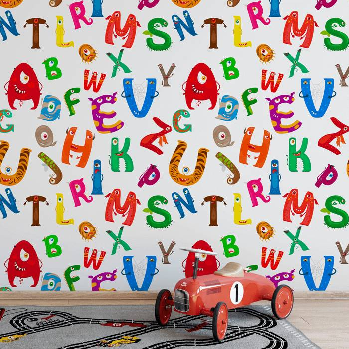 Papel de Parede Infantil Alfabeto Escolar N3933 Papel de Parede Infantil Alfabeto Escolar N3933