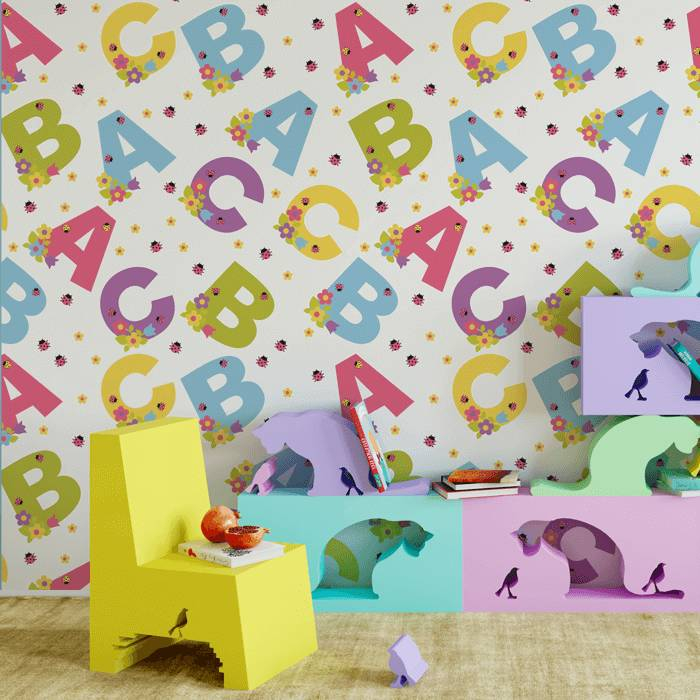 Papel de Parede Infantil Alfabeto Escolar N4064 Papel de Parede Infantil Alfabeto Escolar N4064