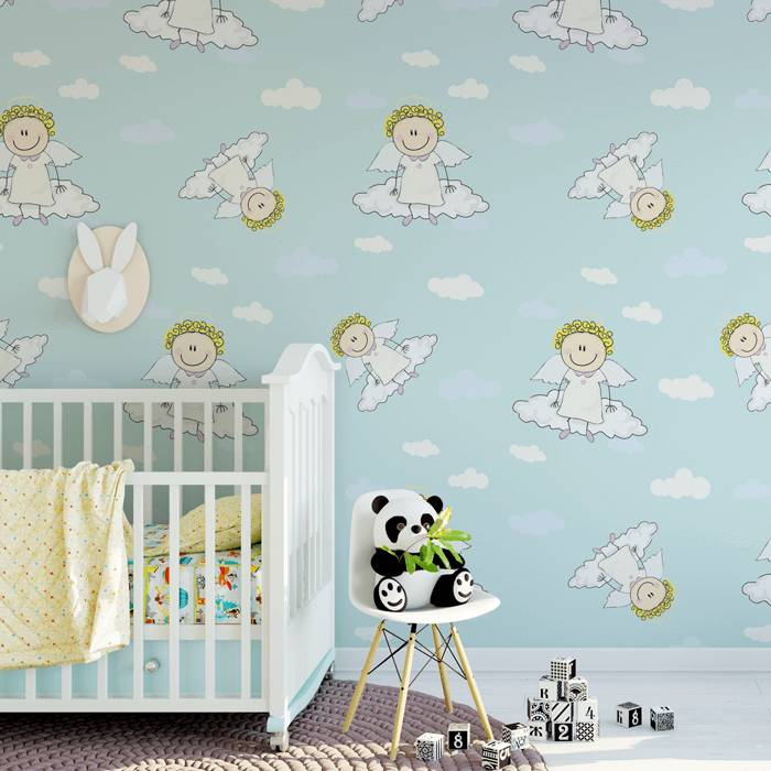 Papel De Parede Bebê Quarto Infantil Anjinhos Lavável N3936 Papel De Parede Bebê Quarto Infantil Anjinhos Lavável N3936