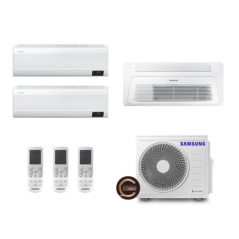 Ar Condicionado Multi Tri Split Samsung 2x9000 Btus Hw WindFree + 1x12000 Btus Cassete 1 Via WindFree Quente/Frio 220V Monofásico AJ068AXJ3KH/AZ