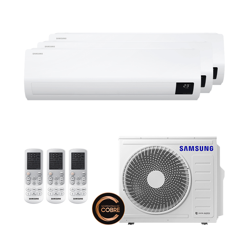 Ar Condicionado Multi Split Tri Inverter Samsung 24.000 Btus (2x Evap 9.000 e 1 Evap 12.000) Quente/frio 220V Monofásico