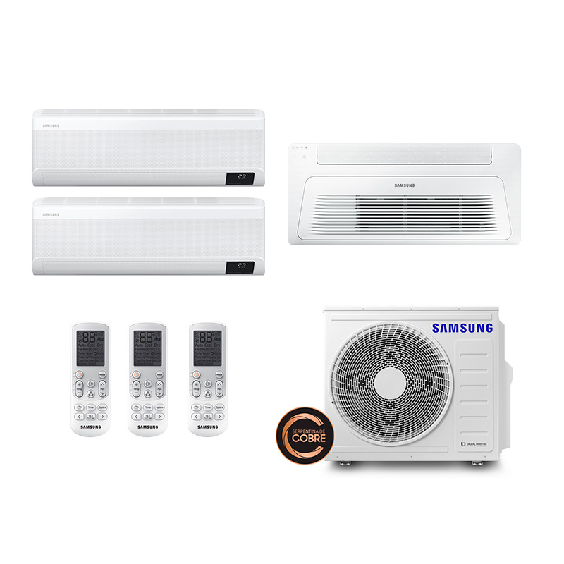 Ar Condicionado Multi Tri Windfree e Cassete 1 via Samsung 24.000 Btus (1 Evap Windfree 9.000, 1 Evap Windfree 12.000 e 1 Evap Cassete 1 via 12.000) Quente/frio 220V Monofásico