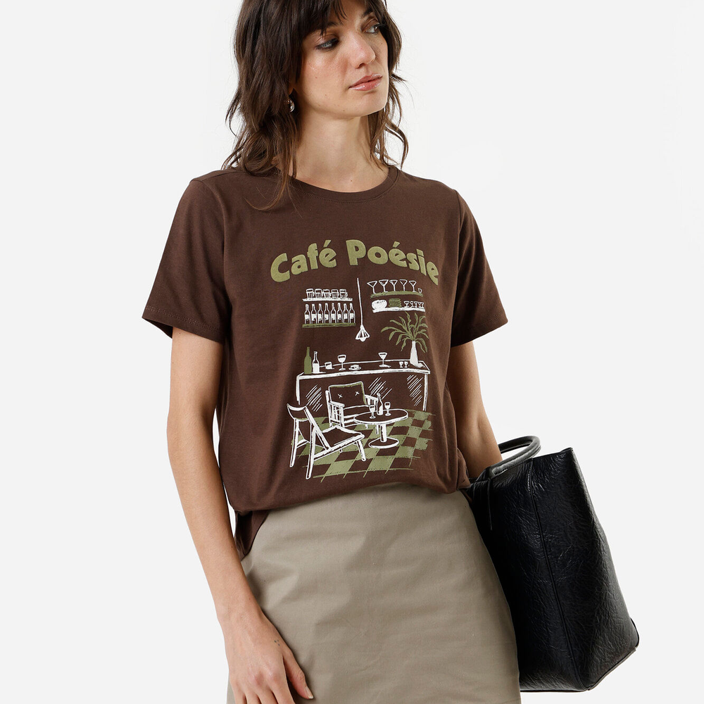 Camiseta feminina de algodão café poesie marrom Camiseta feminina de algodão café poesie marrom