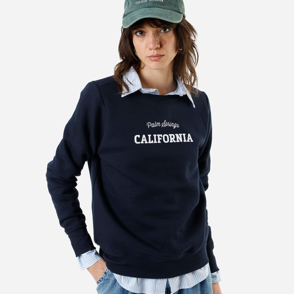 Blusão feminino de moletom palm springs califórnia azul Blusão feminino de moletom palm springs califórnia azul