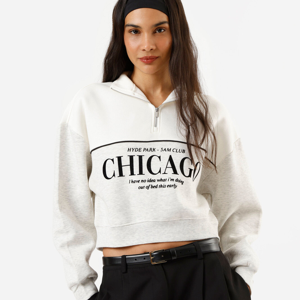 Blusão de moletom feminino chicago off white Blusão de moletom feminino chicago off white