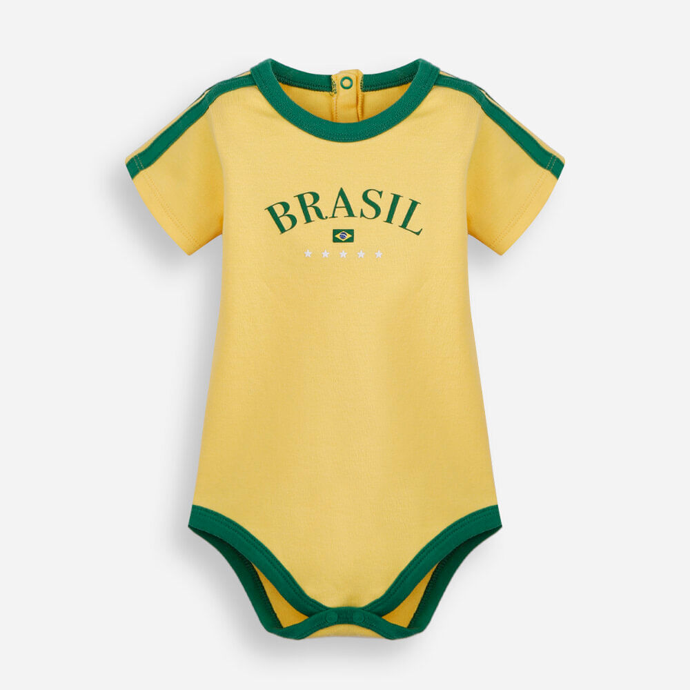 Body infantil de algodão brasil amarelo Body infantil de algodão brasil amarelo