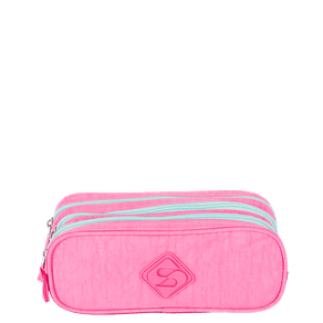 Estojo 3 Compartimentos Crinkle 2 Double Rosa - Pink