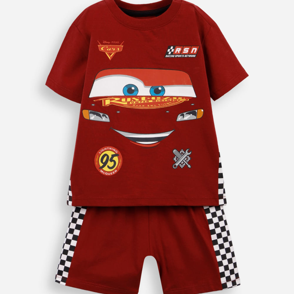 Pijama infantil de algodão relâmpago macqueen vermelho Pijama infantil de algodão relâmpago macqueen vermelho
