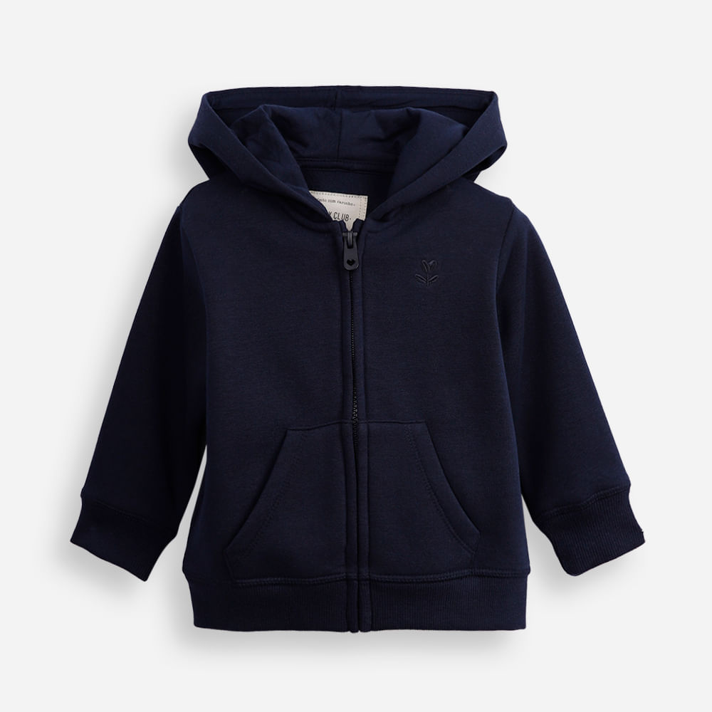 Jaqueta infantil de moletom com capuz azul Jaqueta infantil de moletom com capuz azul