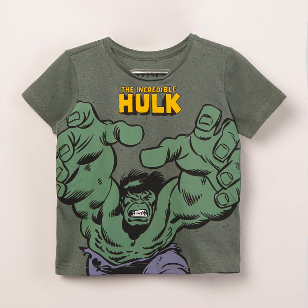 Camiseta de algodão botonê hulk verde Camiseta de algodão botonê hulk verde