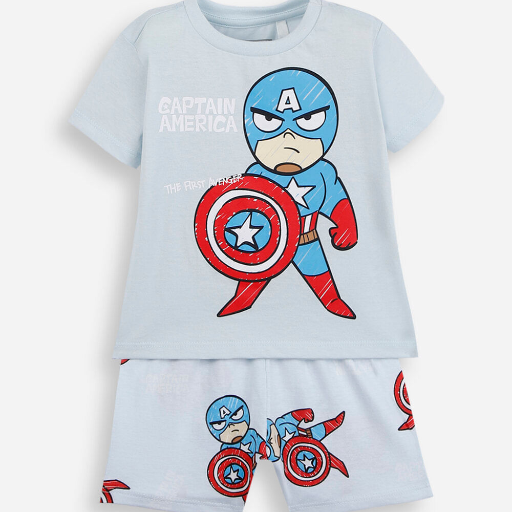 Pijama curto infantil capitão américa azul Pijama curto infantil capitão américa azul