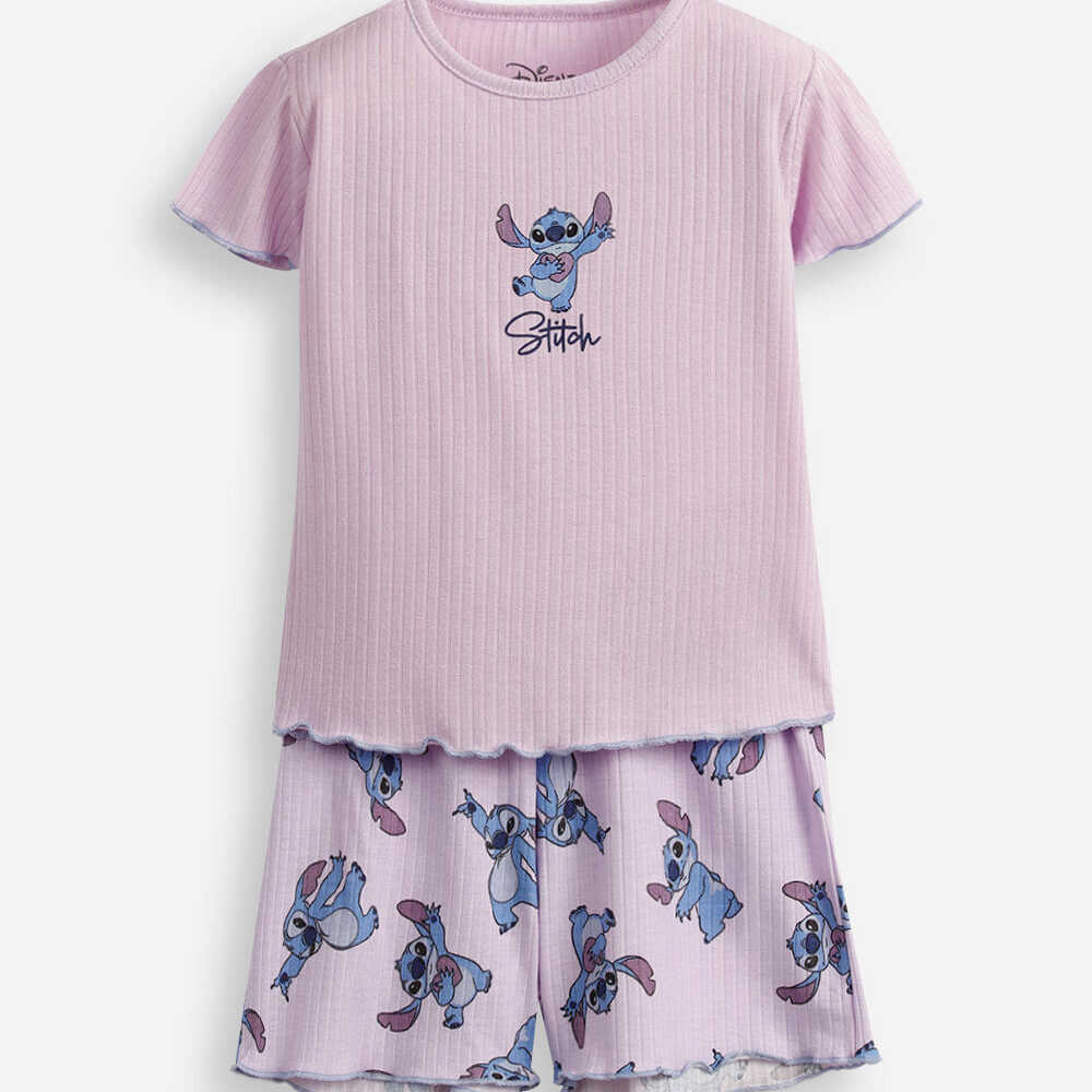 Pijama curto infantil stitch lilás Pijama curto infantil stitch lilás