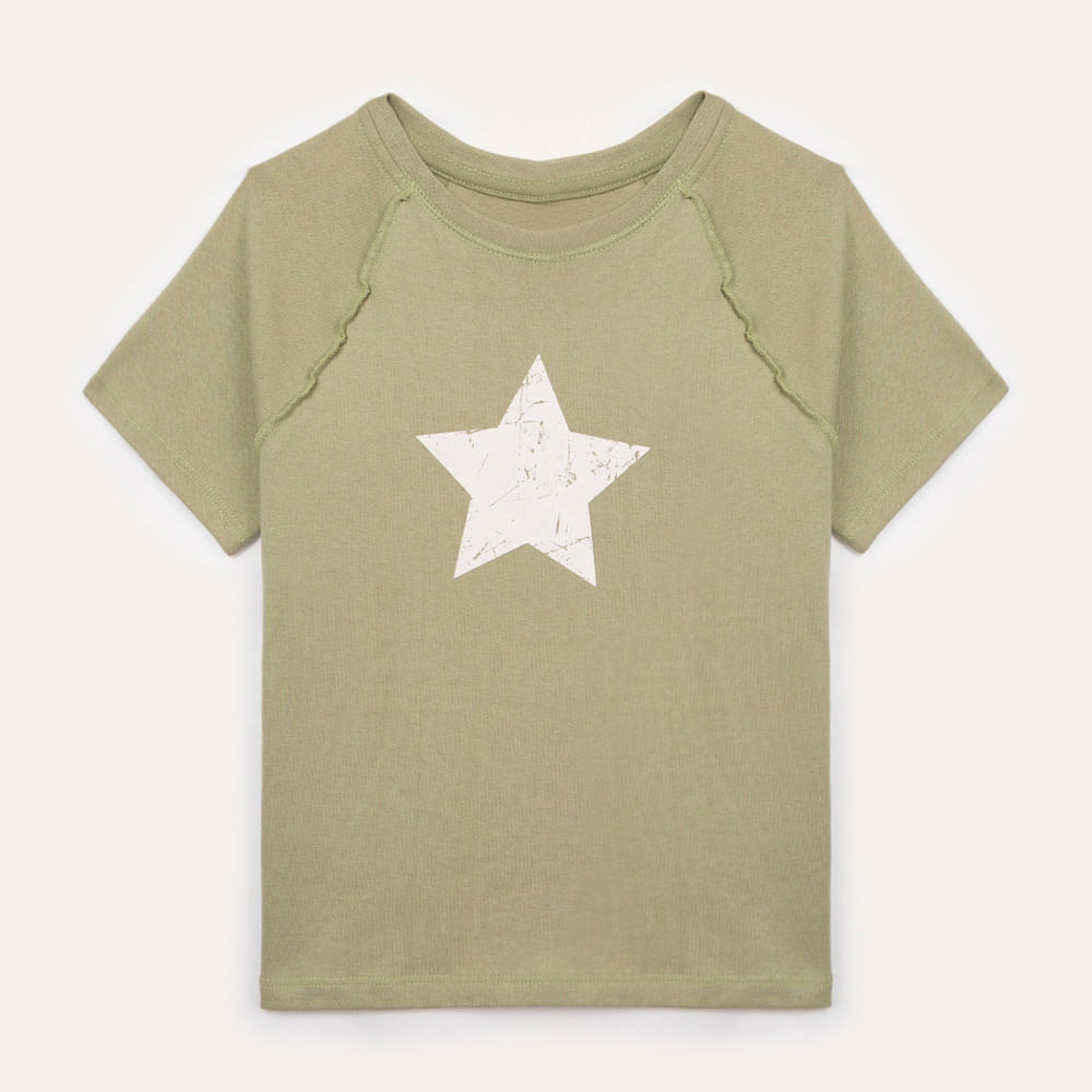 Camiseta juvenil manga curta estrela verde Camiseta juvenil manga curta estrela verde