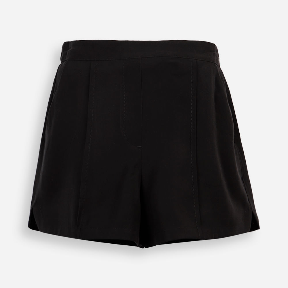 Short de alfaiataria juvenil com nervura - preto