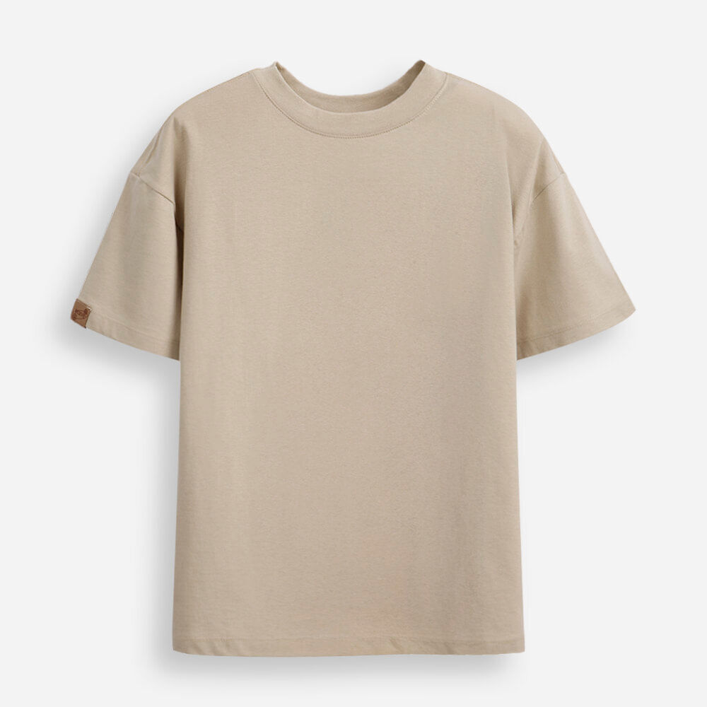 Camiseta oversized juvenil de algodão básica bege Camiseta oversized juvenil de algodão básica bege