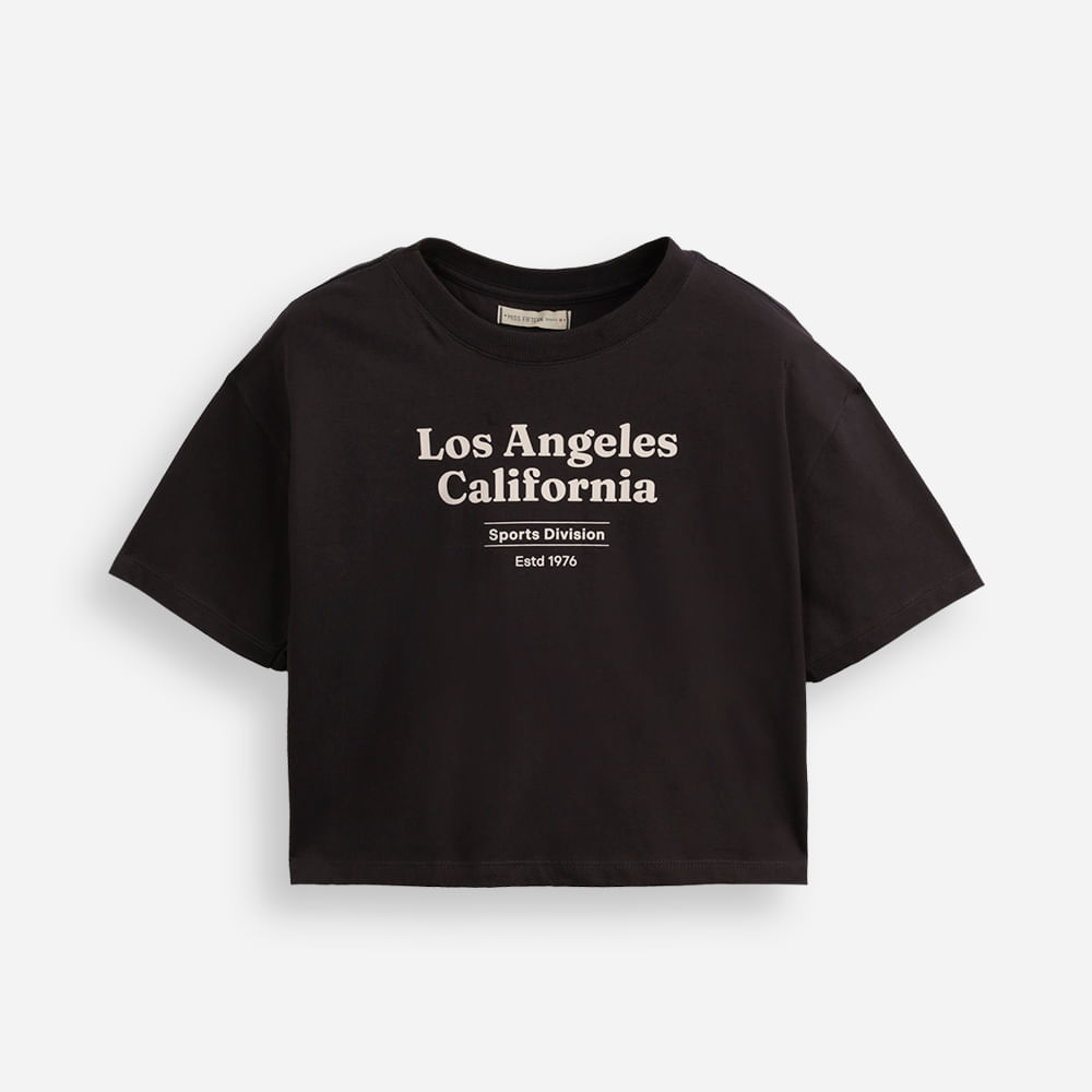Camiseta de algodão juvenil los angeles california cinza