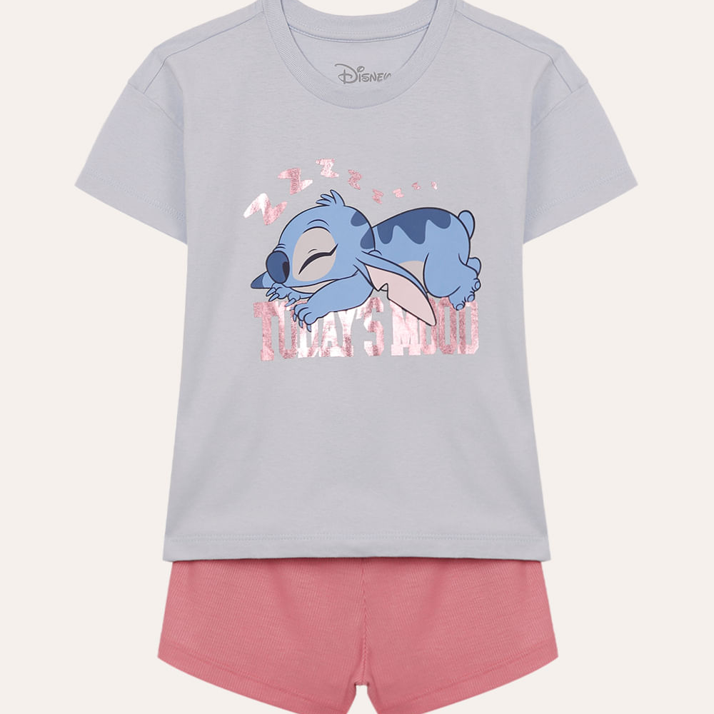 Pijama curto juvenil stitch azul Pijama curto juvenil stitch azul