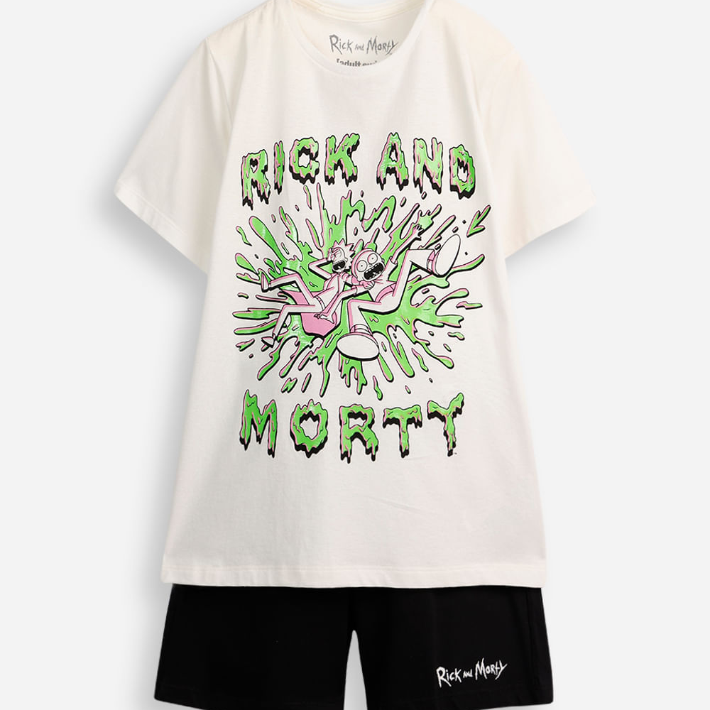 Pijama curto juvenil rick e morty off white Pijama curto juvenil rick e morty off white