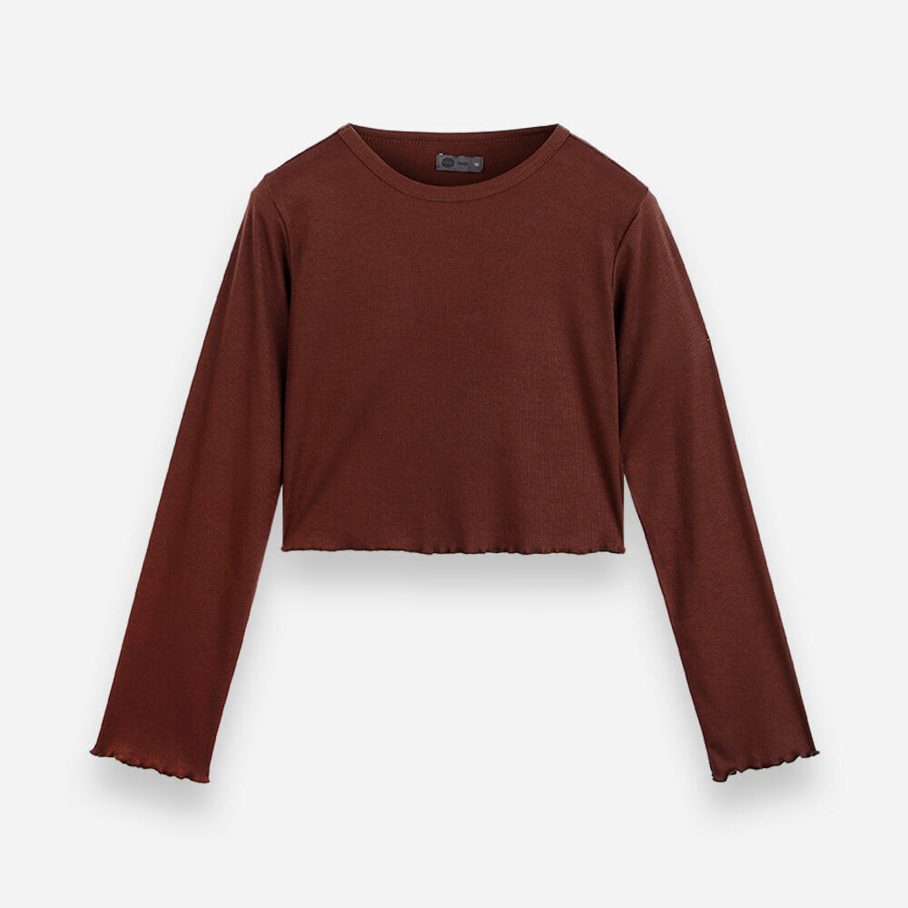 Blusa cropped juvenil canelada marrom Blusa cropped juvenil canelada marrom