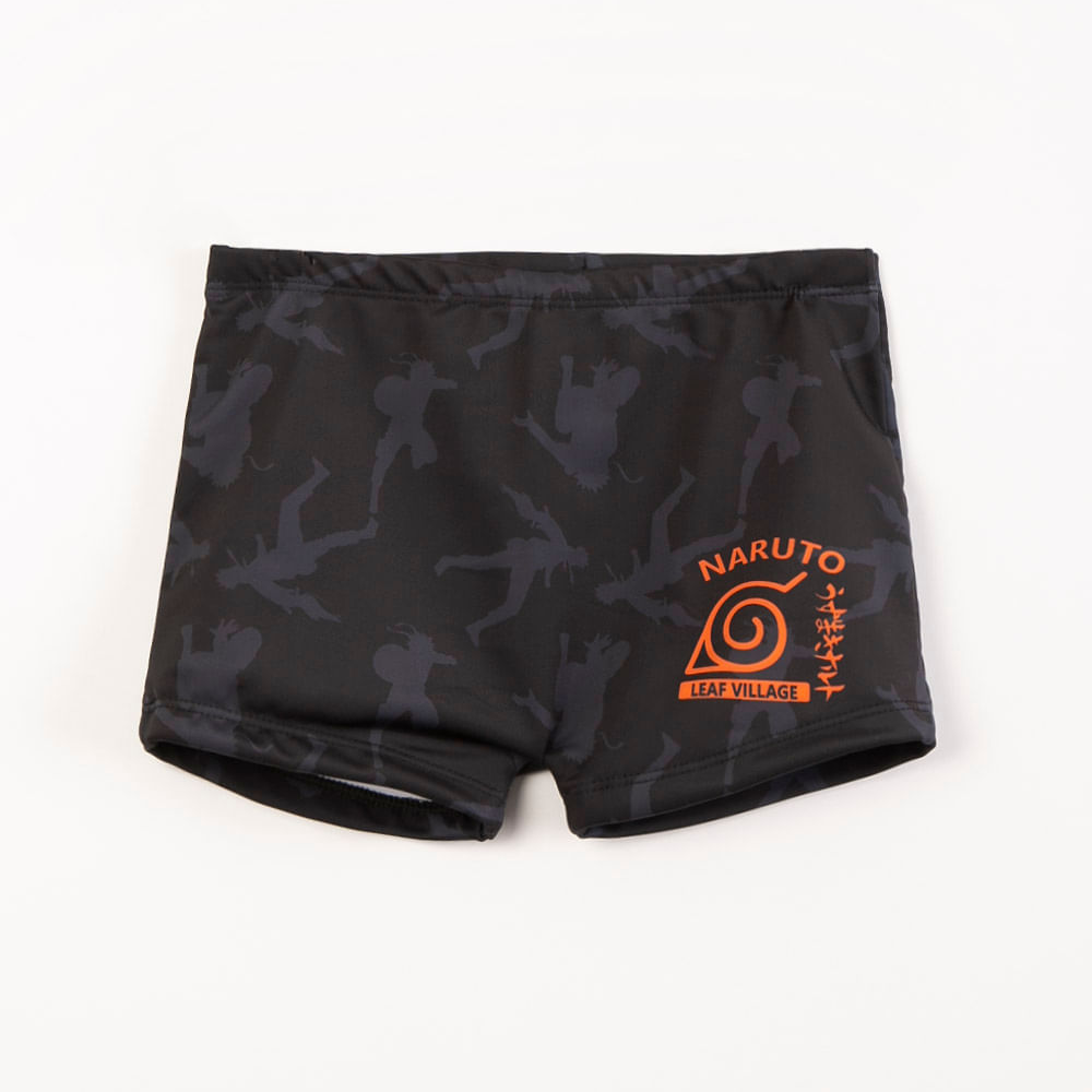 Sunga infantil boxer naruto com proteção uv50+ preto Sunga infantil boxer naruto com proteção uv50+ preto