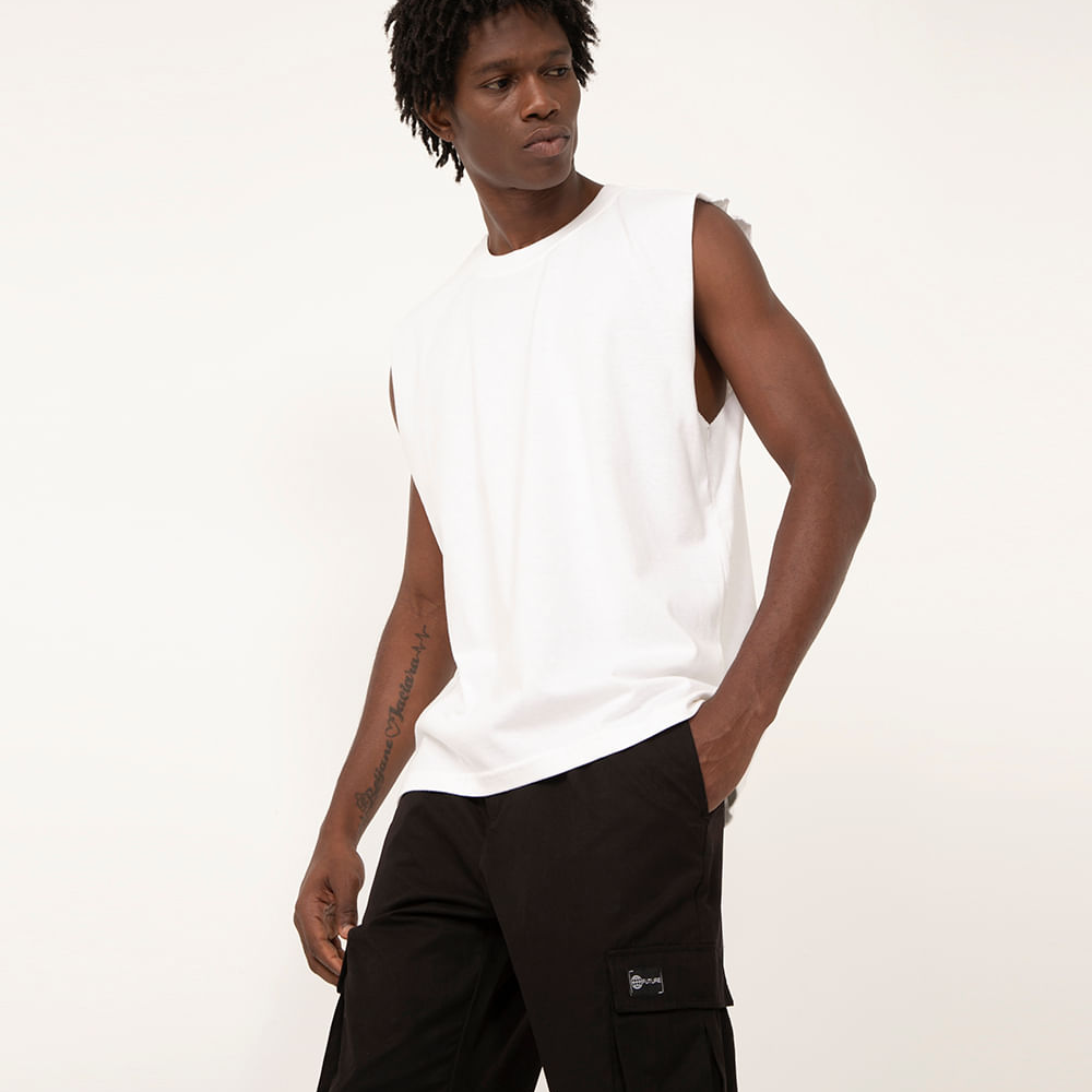 Regata machão de algodão branco Regata machão de algodão branco