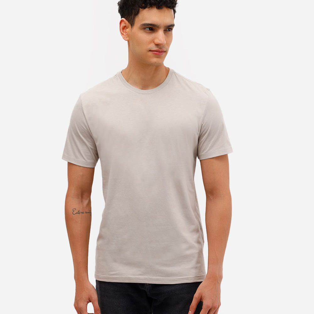 Camiseta masculina de algodão básica manga curta cinza Camiseta masculina de algodão básica manga curta cinza