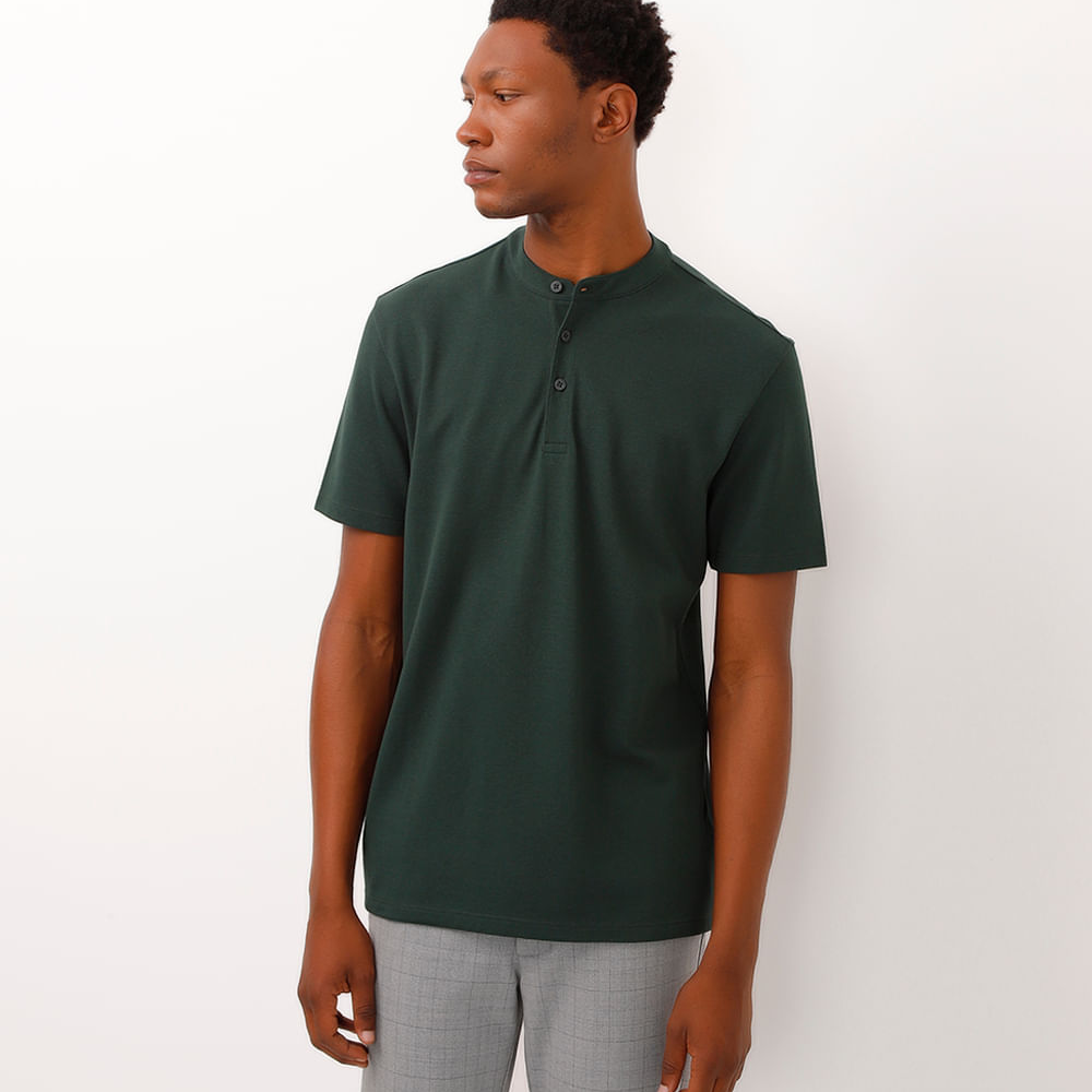 Polo comfort gola padre manga curta verde Polo comfort gola padre manga curta verde