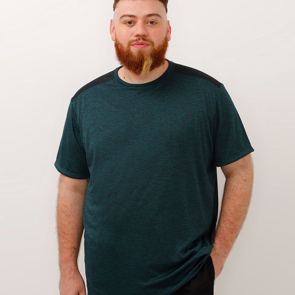 Camiseta plus size manga curta esportiva preta - petroleo Camiseta plus size manga curta esportiva preta - petroleo