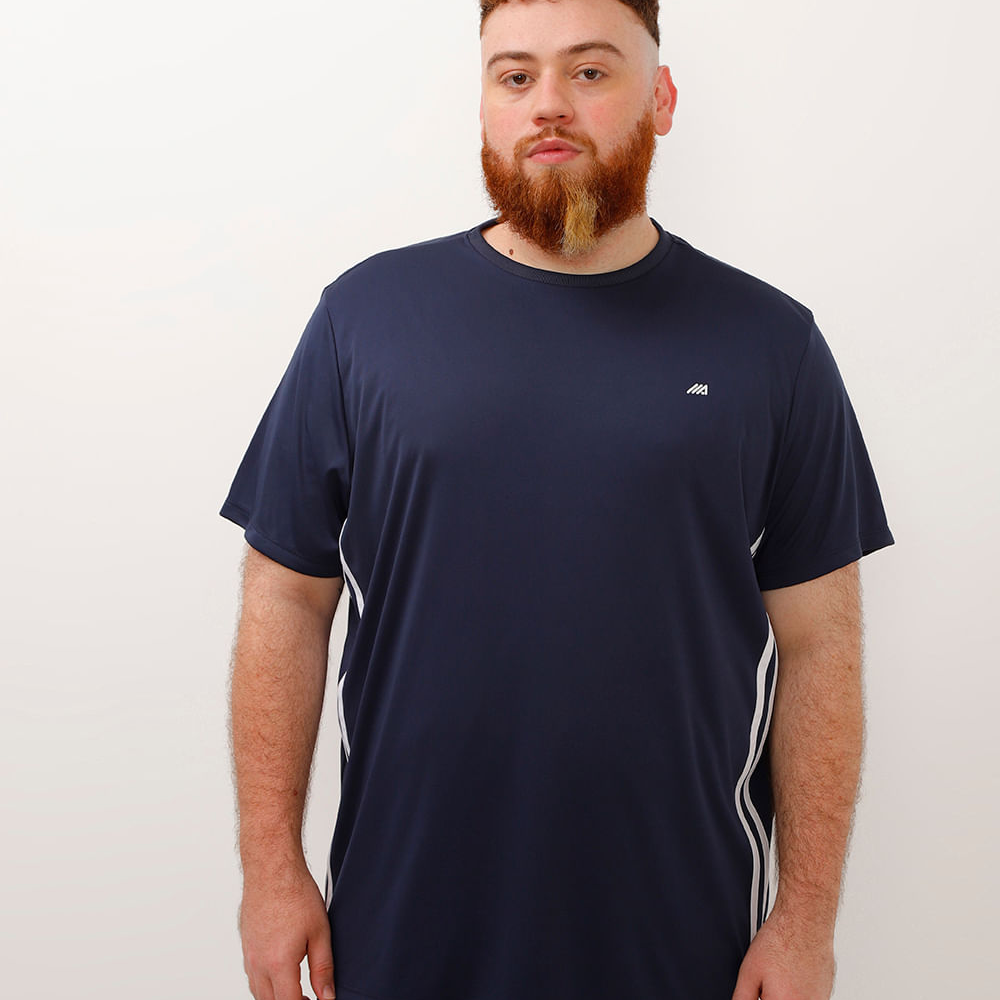 Camiseta plus size manga curta esportiva azul marinho Camiseta plus size manga curta esportiva azul marinho