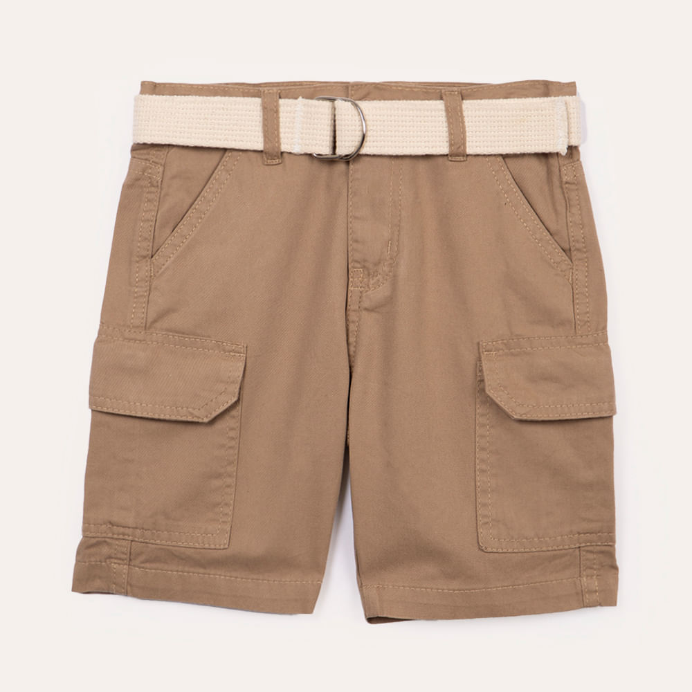 Bermuda infantil cargo com cinto kaki Bermuda infantil cargo com cinto kaki