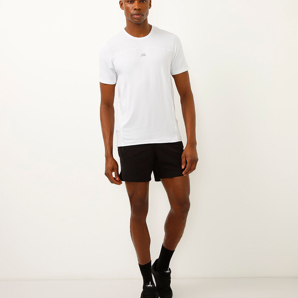 Camiseta slim manga curta com recortes esportiva branca Camiseta slim manga curta com recortes esportiva branca