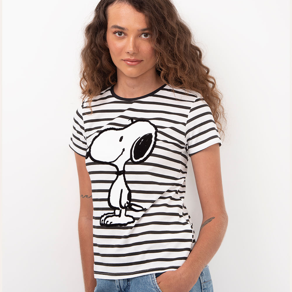 Camiseta de algodão snoopy manga curta off white Camiseta de algodão snoopy manga curta off white
