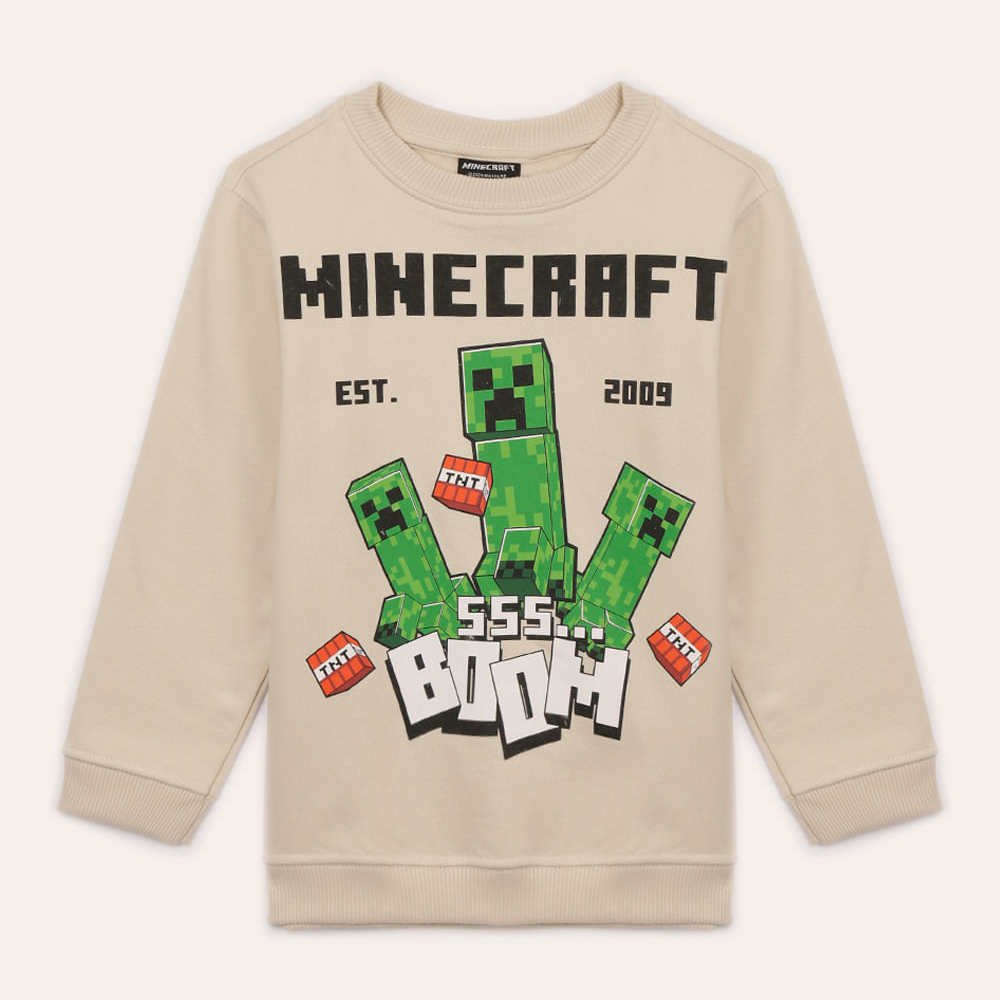 Blusão de moletom infantil minecraft bege