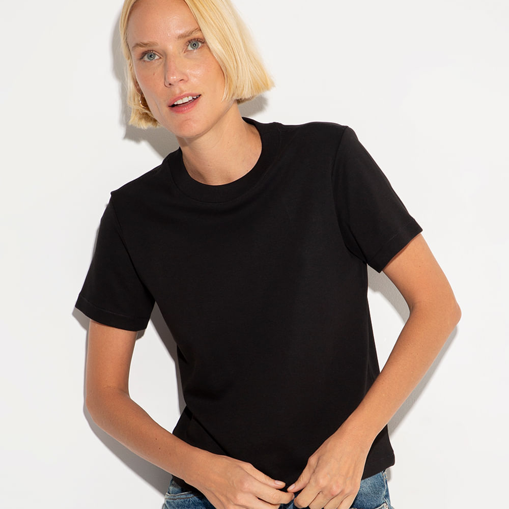 Camiseta classic feminina de algodão peruano mindset preta Camiseta classic feminina de algodão peruano mindset preta