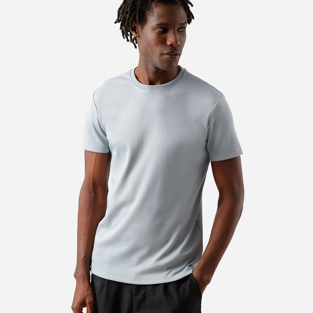Camiseta masculina de algodão peruano slim fit azul Camiseta masculina de algodão peruano slim fit azul