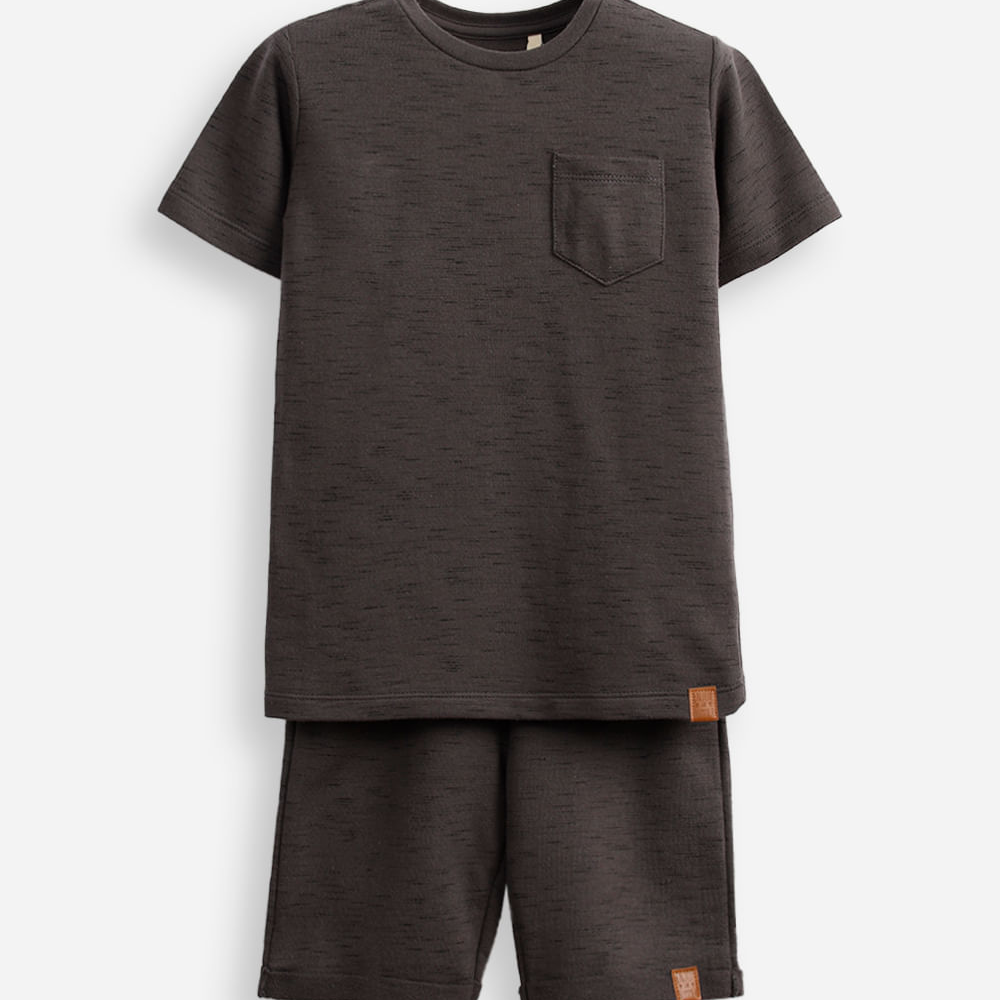 Conjunto infantil de algodão mesclado cinza