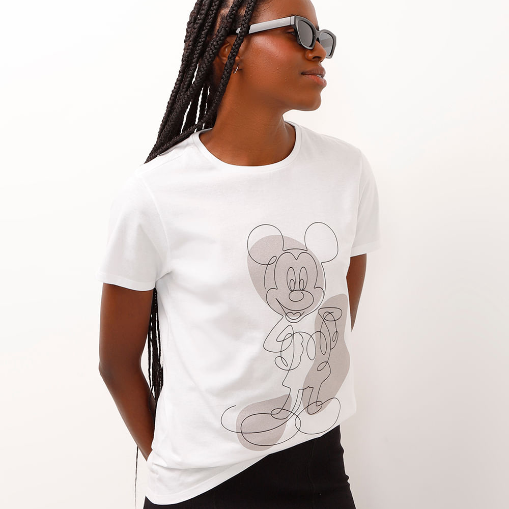 Camiseta de algodão mickey metalizado off white Camiseta de algodão mickey metalizado off white