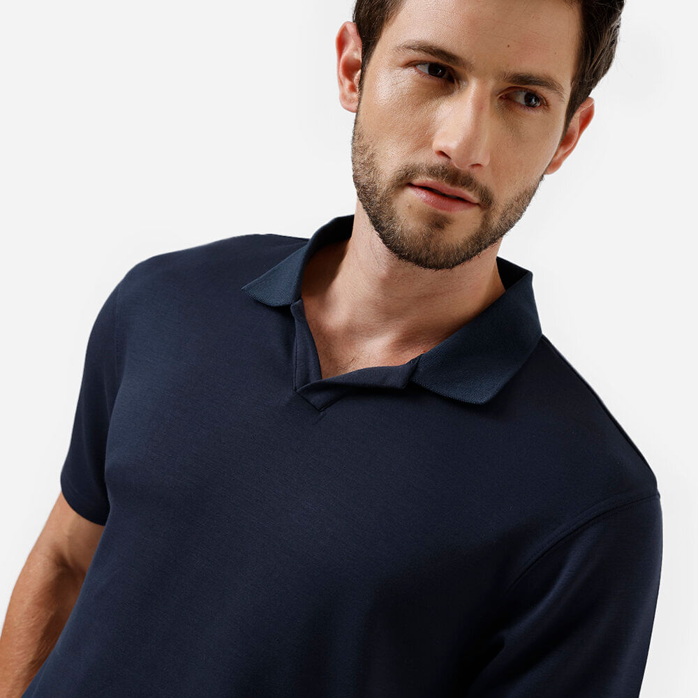Polo comfort masculina com mangas curtas azul Polo comfort masculina com mangas curtas azul