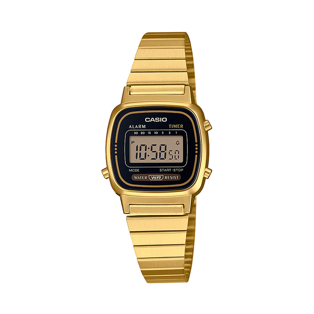 Relógio feminino casio digital la670wga 1df dourado Relógio feminino casio digital la670wga 1df dourado