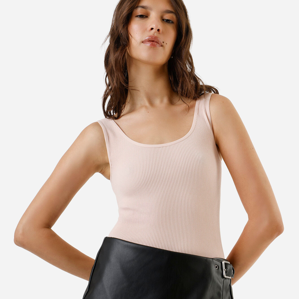Body básico feminino de poliamida canelado rosa Body básico feminino de poliamida canelado rosa