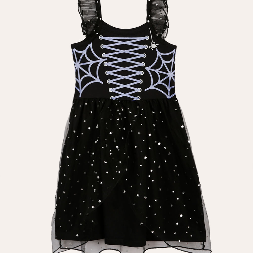 Camisola fantasia infantil bruxinha preta